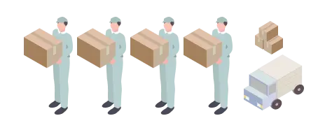 スタッフ４人、トラックのイメージイラスト